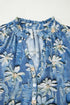 Floral Print Collared V Neck Half Placket Blouse