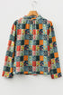 Floral Print Collared V Neck Half Placket Blouse
