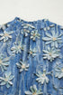 Floral Print Collared V Neck Half Placket Blouse