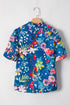 Floral Print Collared V Neck Puff Sleeve Loose Blouse