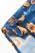 Floral Print Collared V Neck Roll Up Sleeve Blouse
