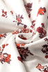 Floral Print Collared V Neck Ruched Drawstring Blouse