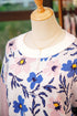Floral Print Contrast Sleeve Relaxed Fit Pullover Sweater