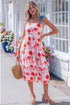 Floral Print Contrast Stitch High Waist Denim Strap Dress