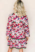 Floral Print Contrast Stripe Detail Long Sleeve Mini Dress