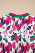 Floral Print Contrast Stripe Detail Long Sleeve Mini Dress
