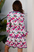 Floral Print Contrast Stripe Detail Long Sleeve Mini Dress