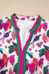 Floral Print Contrast Stripe Detail Long Sleeve Mini Dress