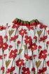 Floral Print Contrast Trim Double Ruffle Sleeve Cotton Blouse