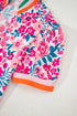 Floral Print Contrast Trim Short Sleeve Blouse