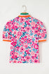 Floral Print Contrast Trim Short Sleeve Blouse