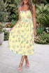 Floral Print Contrast Trim Tie Strap Midi Dress