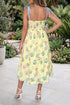 Floral Print Contrast Trim Tie Strap Midi Dress