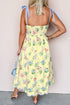 Floral Print Contrast Trim Tie Strap Midi Dress