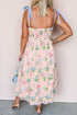 Floral Print Contrast Trim Tie Strap Midi Dress