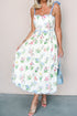 Floral Print Contrast Trim Tie Strap Midi Dress