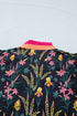 Floral Print Contrast Trim Tiered Ruffled Short Sleeve Blouse