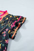Floral Print Contrast Trim Tiered Ruffled Short Sleeve Blouse