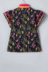 Floral Print Contrast Trim Tiered Ruffled Short Sleeve Blouse