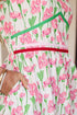 Floral Print Contrast Trim V Neck A Line Midi Dress