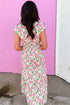 Floral Print Contrast Trim V Neck A Line Midi Dress
