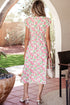 Floral Print Contrast Trim V Neck A Line Midi Dress
