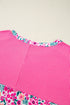 Floral Print Corded Fabric Patchwork Loose Top