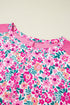 Floral Print Corded Fabric Patchwork Loose Top