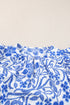 Floral Print Cotton Bubble Sleeve Ruffled Blouse