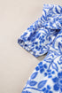 Floral Print Cotton Bubble Sleeve Ruffled Blouse