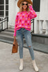 Floral Print Crew Neck Long Sleeve Pullover Sweater