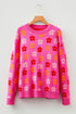 Floral Print Crew Neck Long Sleeve Pullover Sweater