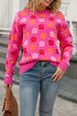 Floral Print Crew Neck Long Sleeve Pullover Sweater