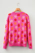 Floral Print Crew Neck Long Sleeve Pullover Sweater