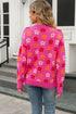 Floral Print Crew Neck Long Sleeve Pullover Sweater
