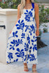 Floral Print Crisscross Tie Back Sleeveless A-Line Maxi Dress