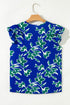 Floral Print Double Ruffle Sleeve V Neck Woven Blouse