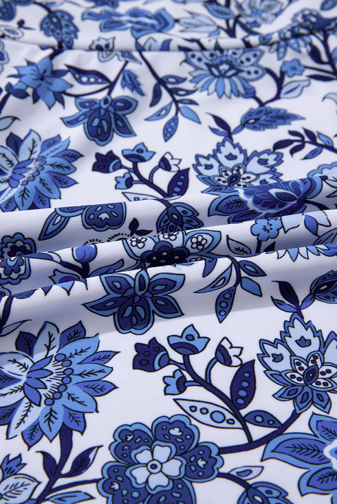 Floral Print Double Strap Skirted Swimdress