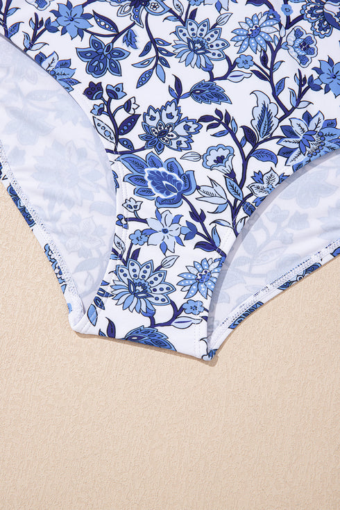 Floral Print Double Strap Skirted Swimdress