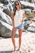 Floral Print Embroidered Detail Crochet Cap Sleeve Blouse