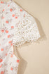 Floral Print Embroidered Detail Crochet Cap Sleeve Blouse