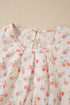 Floral Print Embroidered Detail Crochet Cap Sleeve Blouse