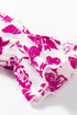 Floral Print Flounce Sleeve Keyhole Back Woven Blouse
