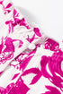 Floral Print Flounce Sleeve Keyhole Back Woven Blouse