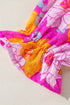 Floral Print Flounce Sleeve Notched Neck Woven Blouse