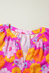 Floral Print Flounce Sleeve Notched Neck Woven Blouse
