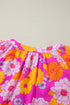 Floral Print Flounce Sleeve Notched Neck Woven Blouse