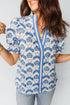 Floral Print Flounced Puff Sleeve Contrast Trim Blouse