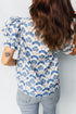 Floral Print Flounced Puff Sleeve Contrast Trim Blouse