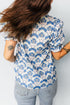 Floral Print Flounced Puff Sleeve Contrast Trim Blouse